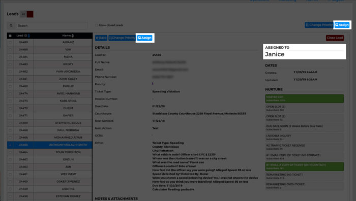 ts assign specific lead